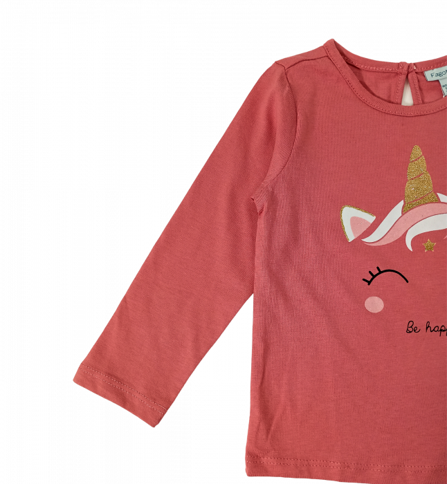 Bluza fete, OVS, Unicorn Be happy, Bumbac organic, 12-18 luni [3]