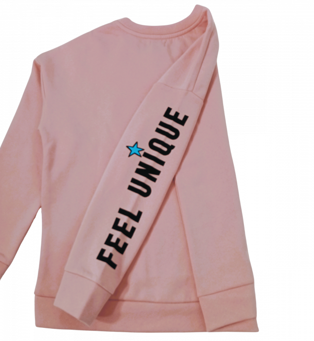 Bluza flausata fete, OVS, imprimeu logo unicorn, bumbac si poliester, 9-10 ani [4]