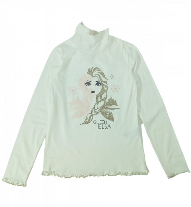 Bluza pe gat fete, OVS, Disney - Queen Elsa, grafic, Alb, bumbac/elastan, 140 cm, 9-10 ani [2]
