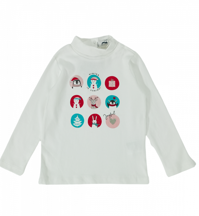 Bluza fete, OVS, model pe gat cu imprimeu motive de craciun, bumbac organic, [4]