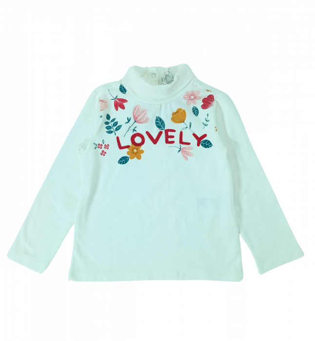 Bluza pe gat, fete, OVS, Lovely, Bumbac organic si elastan, [1]