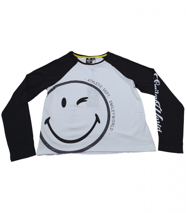 Bluza fete, Smiley World, imprimeu smiley face, bumbac, alb/negru 164 cm, 13-14 ani [1]