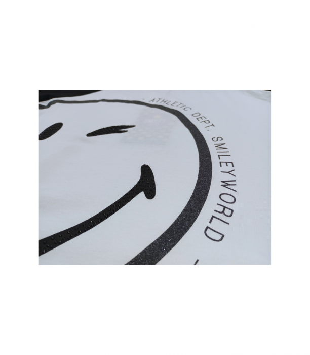 Bluza fete, Smiley World, imprimeu smiley face, bumbac, alb/negru 164 cm, 13-14 ani [4]