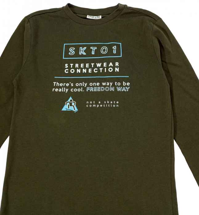 Bluza skate baieti, OVS, imprimeu text, Bumbac organic, 10-11 ani [2]
