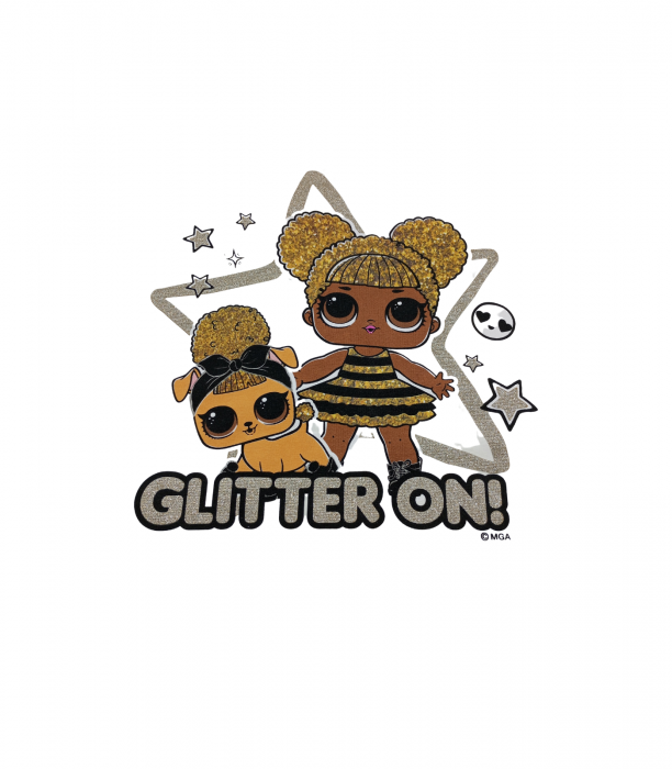 Bluza sport, LOL, imprimeu personaj, glitter, bumbac/elastan, Alb, 128 CM, 7-8 ani [3]