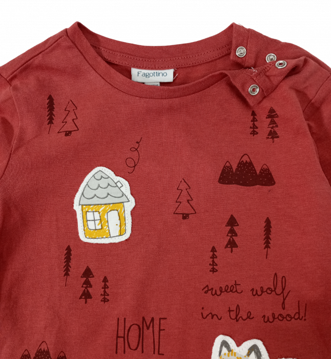 Bluza copii, OVS, imprimeu grafic si broderie,inchidere pe capse, Bumbac organic, [4]