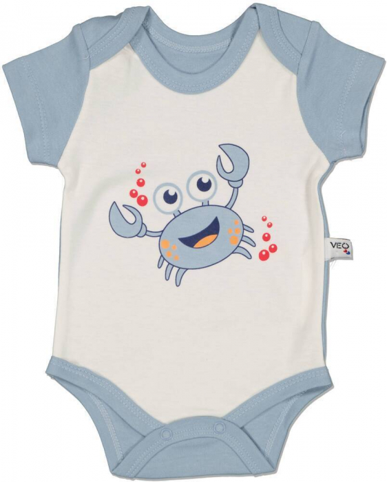 Body baieti, Veo, Crab, Bumbac, Albastru deschis, 62 cm, 3-6 luni [1]