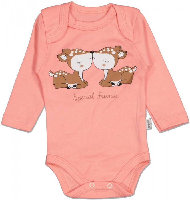 Body fete, Puan Baby, cu caprioare - Special friends, bumbac, Pomegranate, 68 CM, 6-9 luni [1]
