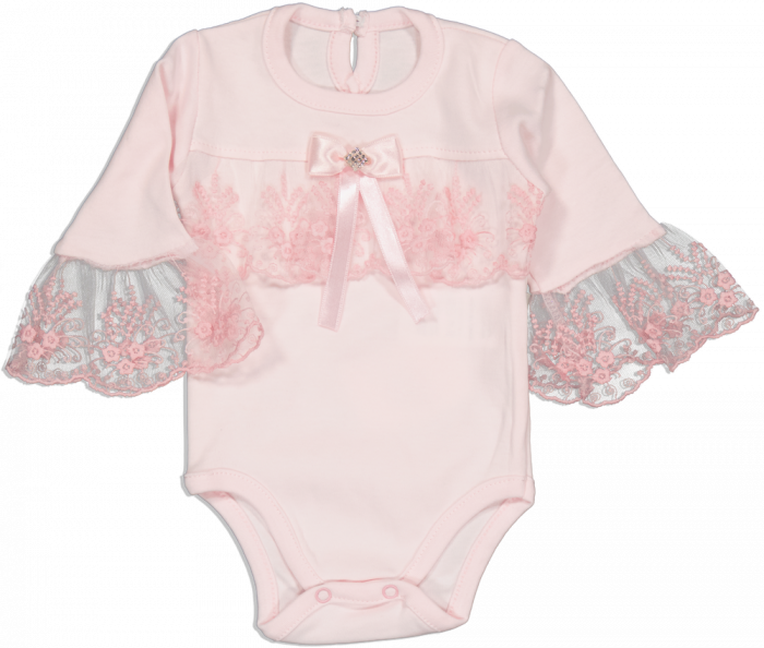 Body fete,TAFYY, cu dantela si funda, Bumbac, Roz, 62 cm, 3-6 luni [1]