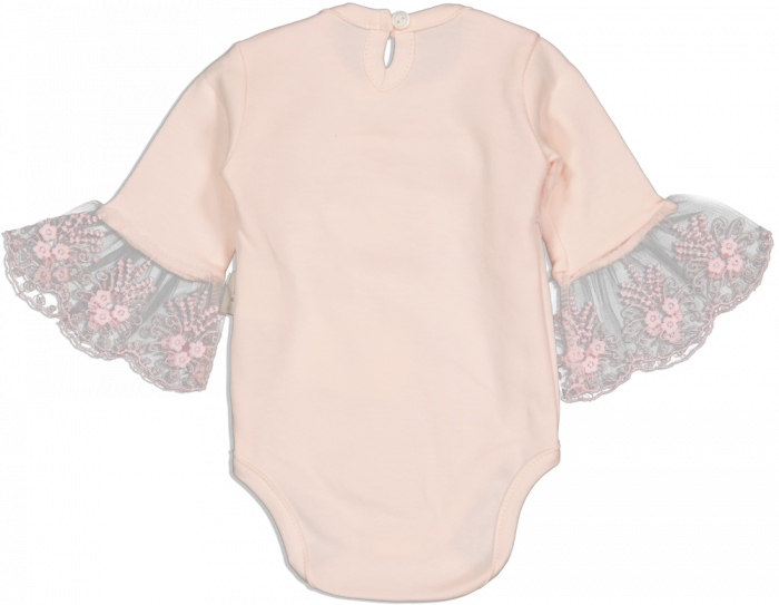 Body fete,TAFYY, cu dantela si funda, Bumbac, Somon, 74 cm, 9-12 luni [2]
