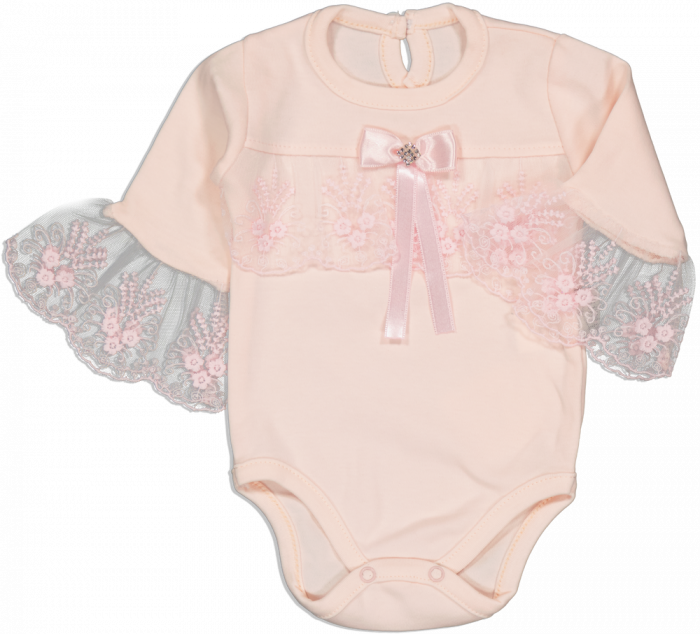 Body fete,TAFYY, cu dantela si funda, Bumbac, Somon, 74 cm, 9-12 luni [1]