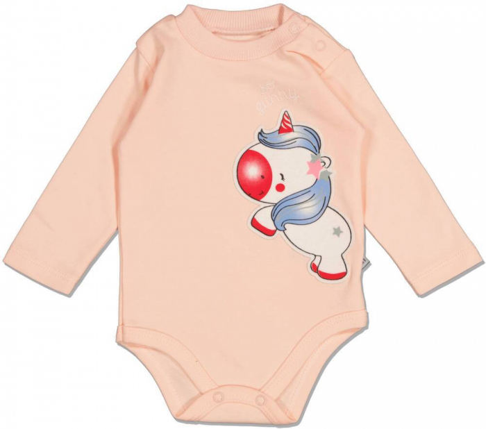 Body fete, Puan Baby, unicorn, Bumbac, Roz pudra, 80 cm, 12-18 luni [1]