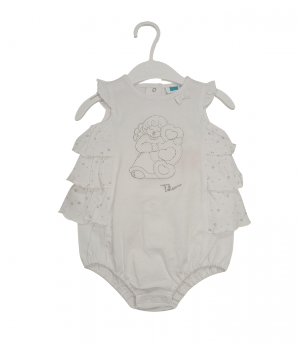 Body rochita fete, OVS, inger brodat, bumbac, Alb, 68 CM, 6-9 luni [1]