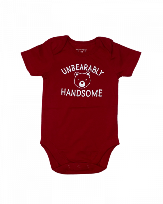 Body rosu cu maneca scurta - Unbearably handsome 3-6 luni [1]
