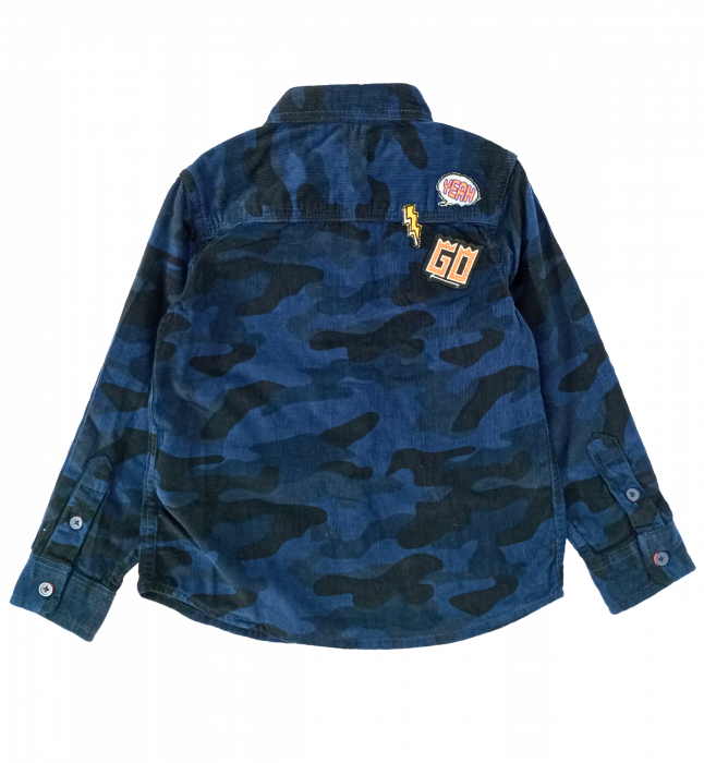 Cămașă băieți OVS - Model Reiat cu Imprimeu Army, Bumbac 100%, Albastru Închis, 104 cm [3]