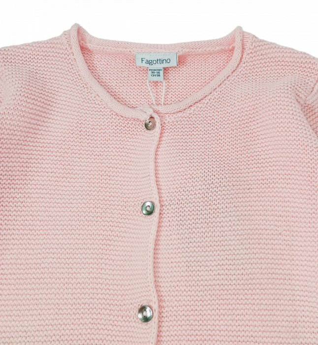 Cardigan fete, OVS, model tricotat, Bumbac BIO, Roz, 98 cm, 2-3 ani [2]