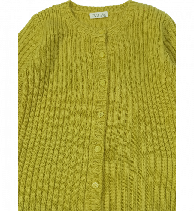 Cardigan fete tricotat, OVS, tricot in dungi verticale si inchidere completa pe nasturi, Acril, 3-4 ani [2]
