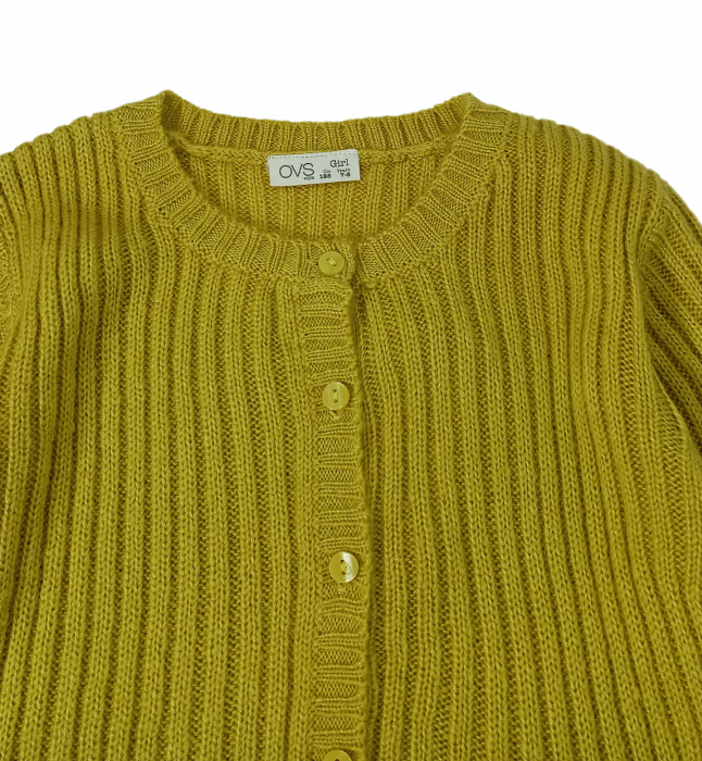 Cardigan fete tricotat, OVS, tricot in dungi verticale si inchidere completa pe nasturi, Acril, 3-4 ani [5]