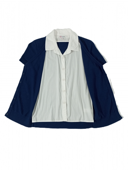 Cardigan scoala, maneca scurta cu guler de camasa, Justice, Bumbac, [2]
