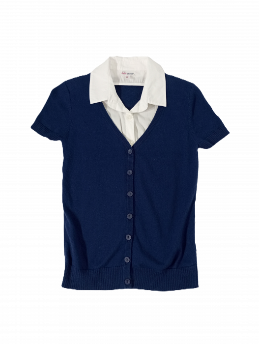 Cardigan scoala, maneca scurta cu guler de camasa, Justice, Bumbac, [5]