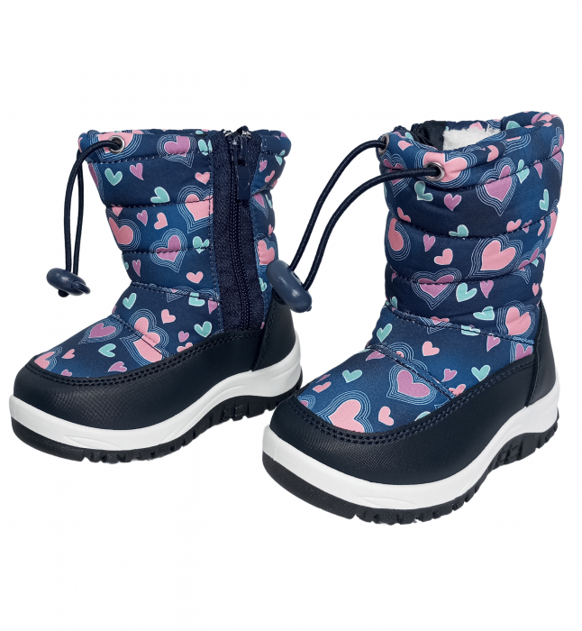 Cizme impermeabile si imblanite copii, Blue & Purple Heart, [3]