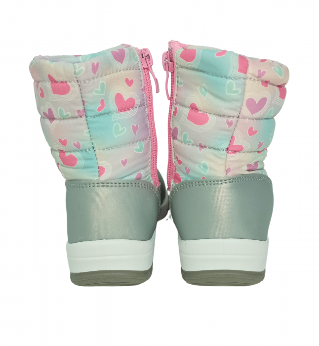 Cizme impermeabile si imblanite copii, Grey & Pink Heart, [13]