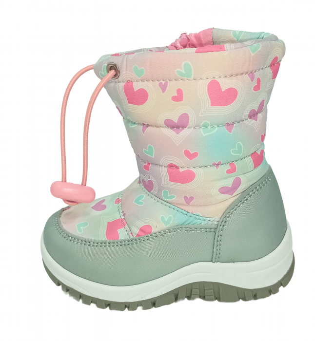 Cizme impermeabile si imblanite copii, Grey & Pink Heart, [17]