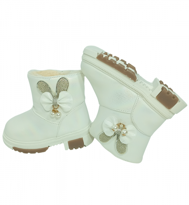 Cizme impermeabile si imblanite fete, White Ribbon, efect holografic, [12]