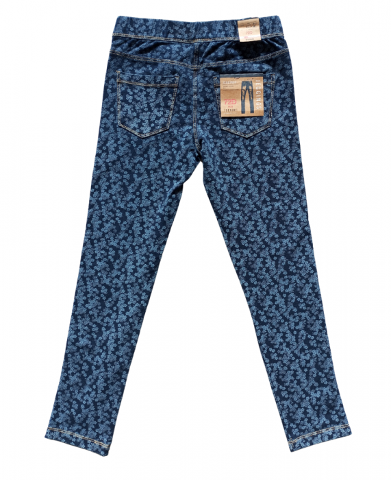 Colanti baieti Denim, OVS, Leggings model floral, Bumbac/Elastan, Albastru, 146 CM, 10-11 ani [2]