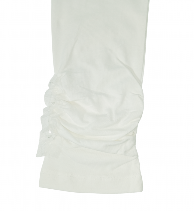 Colanti pentru fete, OVS, Leggings, aplicatii dantela , Bumbac elastic, Alb laptos, 146 cm, 10-11 ani [3]