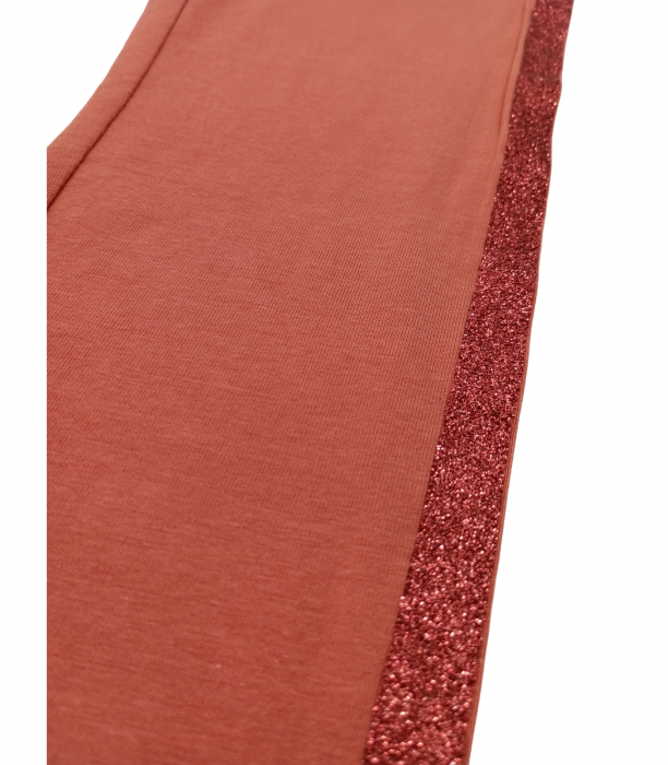 Colanti pentru fete, OVS, Leggings, dungi verticale, Bumbac organic, Caramiziu, 140 cm, 9-10 ani [2]