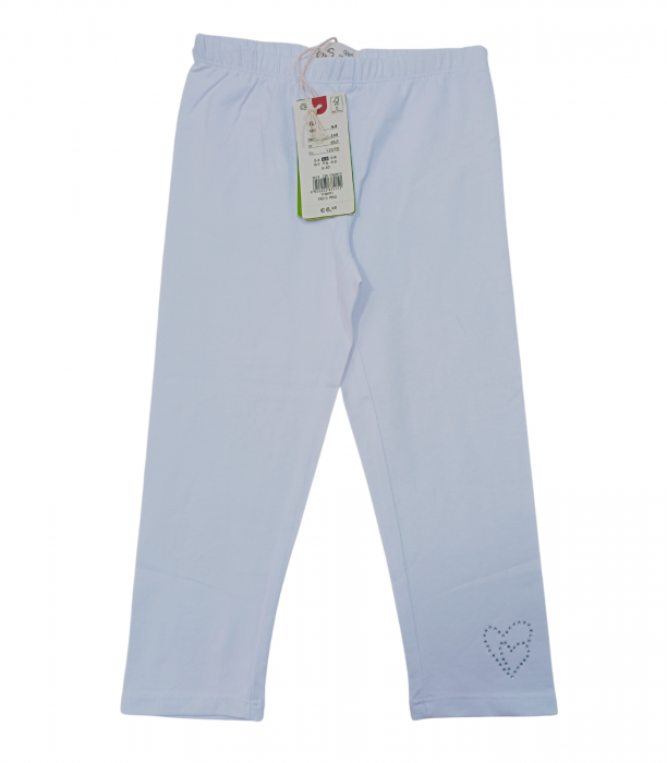 Colanti pentru fete, OVS, Leggings,inimioara, Bumbac organic, Alb, 110 CM, 4-5 ani [1]