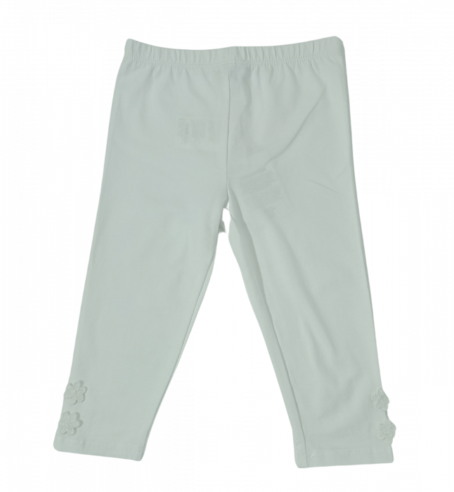 Colanti pentru fetite, OVS, Leggings, aplicatii florale, Bumbac organic, Alb, 98 cm, 2-3 ani [2]
