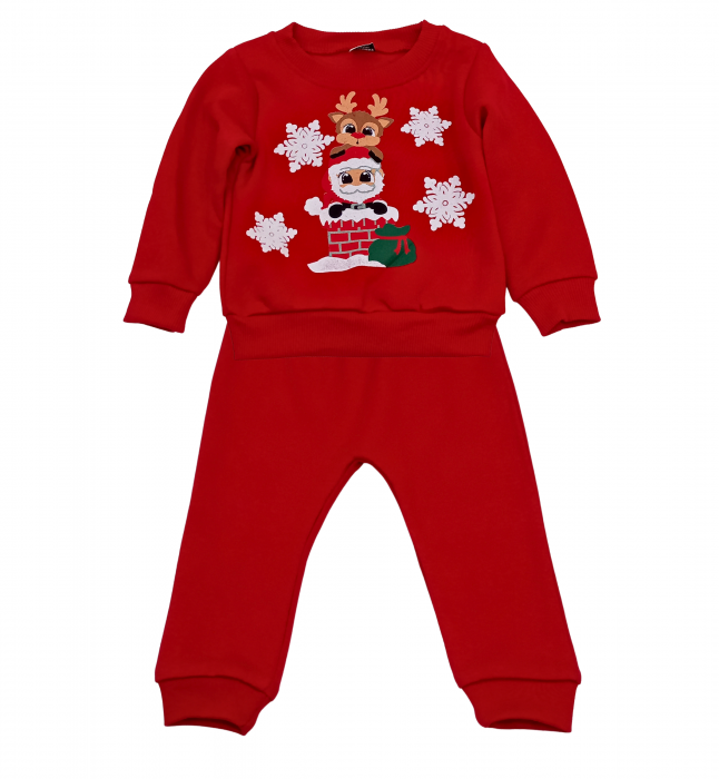 Compleu 2 piese Craciun, Santa and Reindeer, plusat, bumbac [2]