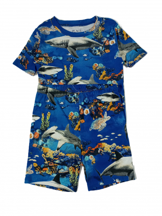 Compleu baieti, The Children's PLACE, pantaloni scurti si tricou, peisaj marin, Bumbac, 7 ani [3]