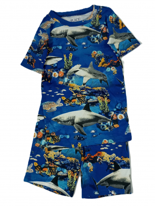 Compleu baieti, The Children's PLACE, pantaloni scurti si tricou, peisaj marin, Bumbac, 7 ani [1]