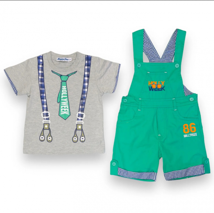 Compleu băieți vară set 2 piese - Salopetă și Tricou, Happy Tree [1]