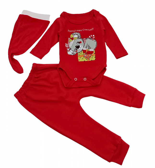 Compleu copii 3 piese Craciun, Merry Koala, bumbac [4]