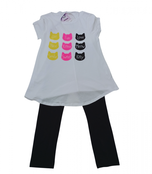 Compleu fete 2 piese, OVS, tricou si colanti, Bumbac, Multicolor, 146 CM, 10-11 ani [1]