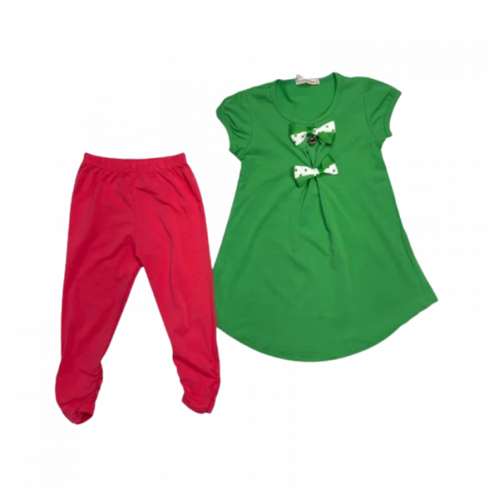 Compleu vara fete 2 piese, Happy Tree, Tricou si colanti, Bumbac, [3]