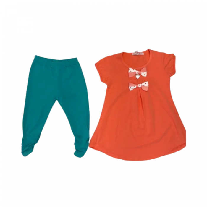 Compleu vara fete 2 piese, Happy Tree, Tricou si colanti, Bumbac, [3]
