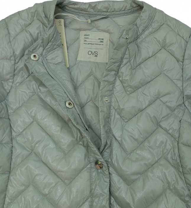 Geaca fete cu sclipici, OVS, model geometric, Poliamida/poliester, Gri/Argintiu , 158 CM, 12-13 ani [5]