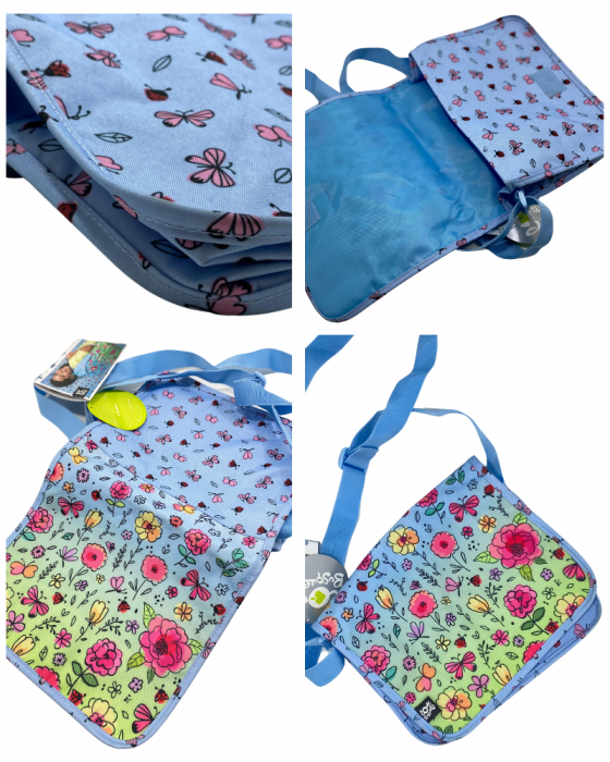 Geanta mica de umar, flori si fluturi, Multicolor, 27x20x9 cm [6]