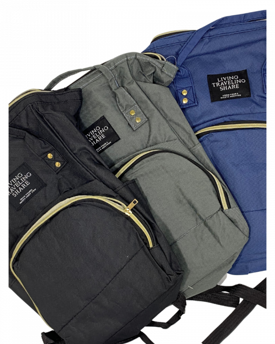Rucsac pentru mamici, Living Travelling Share, rol organizator, Multicolor, 37x24x12 cm [3]