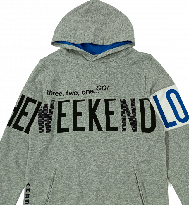 Hanorac baieti, OVS, imprimeu text Hello Weekend, Bumbac si viscoza, 11-12 ani [2]