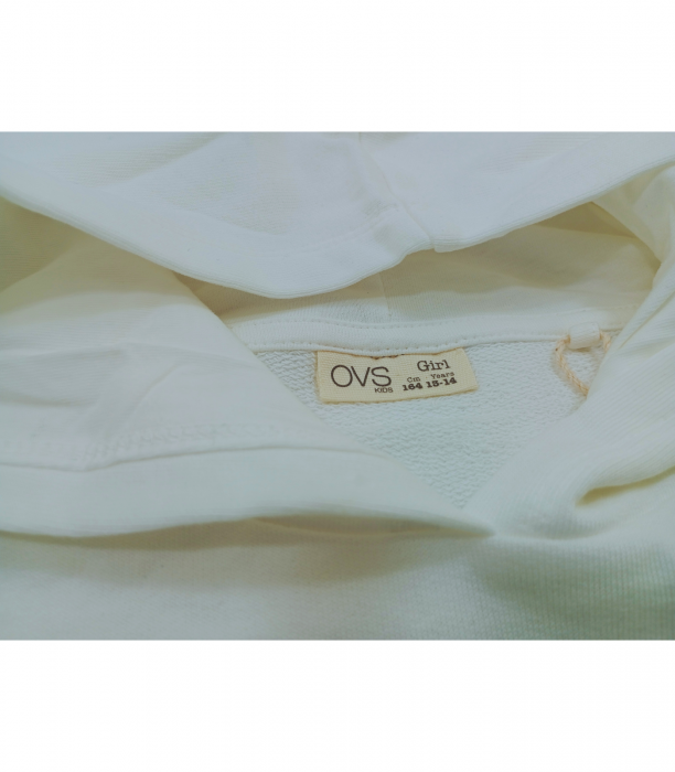 Hanorac fete cu gluga, OVS, imprimeu text, Bumbac, Alb, 164 CM, 13-14 ani [4]