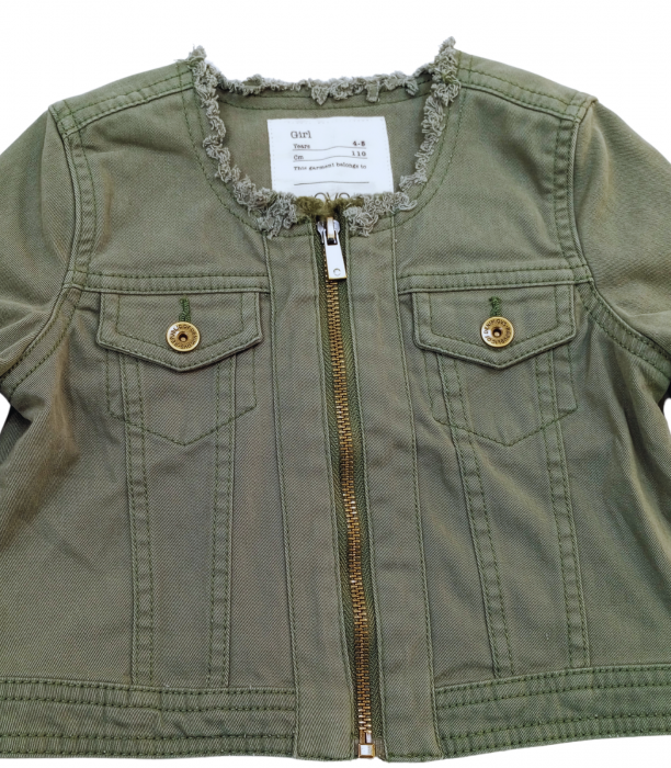 Geaca fete, OVS, Denim, bumbac Stretch, Kaki, 110 CM, 4-5 ani [3]