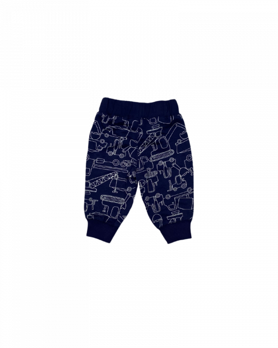 Pantaloni bebelusi, Carter's, imprimeu cu constructii, bumbac, albastru inchis, 3 luni, 62 cm [2]