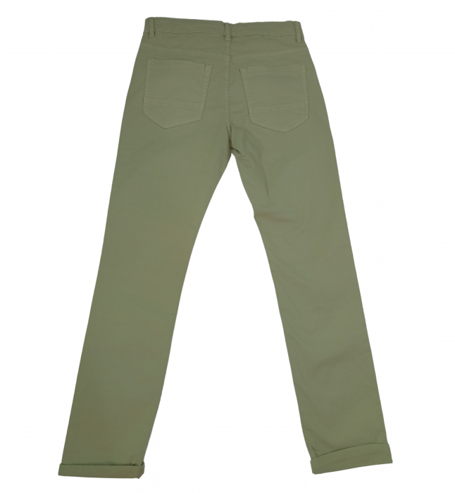 Pantaloni baieti, OVS, talie ajustabila elastic, logo, Bumbac organic, Bej, 152 CM, 12-13 ani [2]