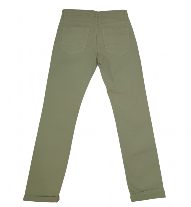 Pantaloni baieti, OVS, talie ajustabila elastic, logo, Bumbac organic, Bej, 152 CM, 12-13 ani [5]
